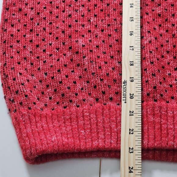 Ellesse Sweater Women 18/XL Red Black LS Vintage Preppy Wool Blend 1/4 Zip Boho - Picture 9 of 15